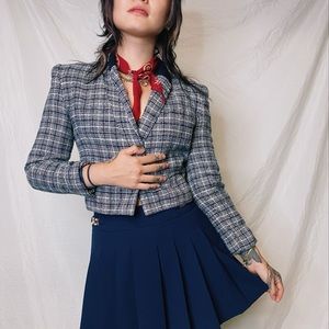 Vintage Valentino miss v cropped plaid blazer
